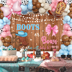 BIENAN pink bow foil balloon adds festive color to the setup.