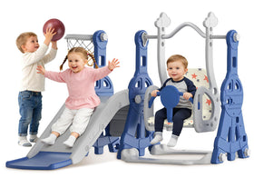 BIERUM 4-in-1 toddler slide and swing set acceleration area supports safe, gradual speed.