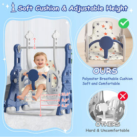 BIERUM 4-in-1 toddler slide and swing set buffer zone cushions gentle transitions for toddlers.