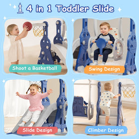 BIERUM 4-in-1 toddler slide and swing set deceleration area encourages controlled, fun play.