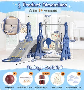 BIERUM 4-in-1 toddler slide and swing set detachable cushion increases swing comfort.
