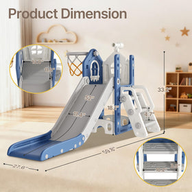 BIERUM 6-in-1 toddler slide dimensions 59.8 by 27.6 by 33.2 inches