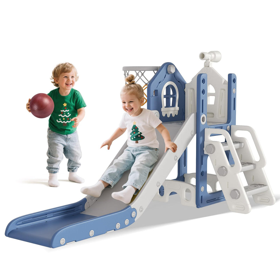 BIERUM 6-in-1 toddler slide front view showing sturdy rails for safe play