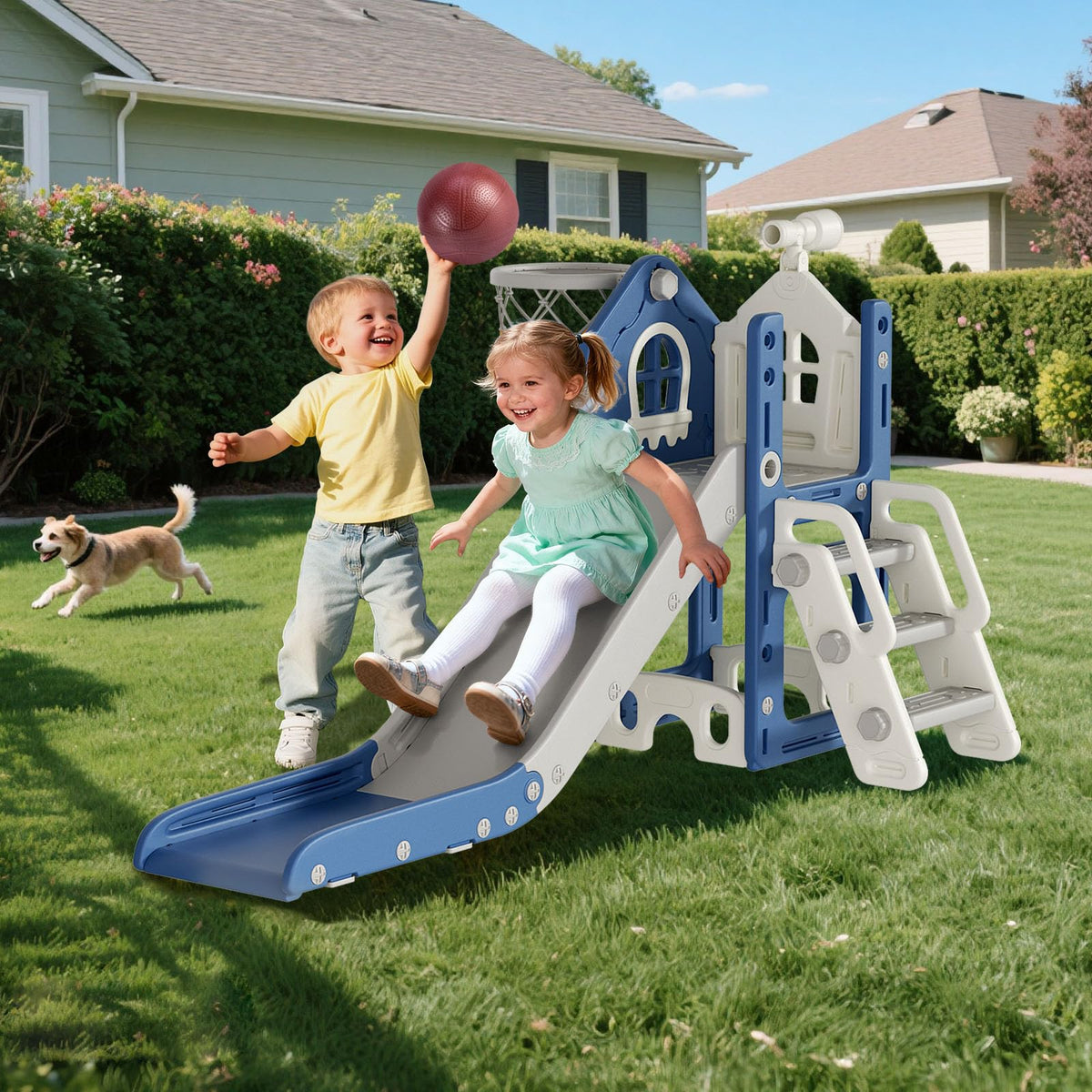 BIERUM 6-in-1 toddler slide suitable for indoor and outdoor use