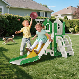 BIERUM indoor-outdoor playset in green-yellow colorway fits small spaces