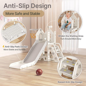 BIERUM 6-in-1 toddler slide smooth slide area offers gentle, fun rides