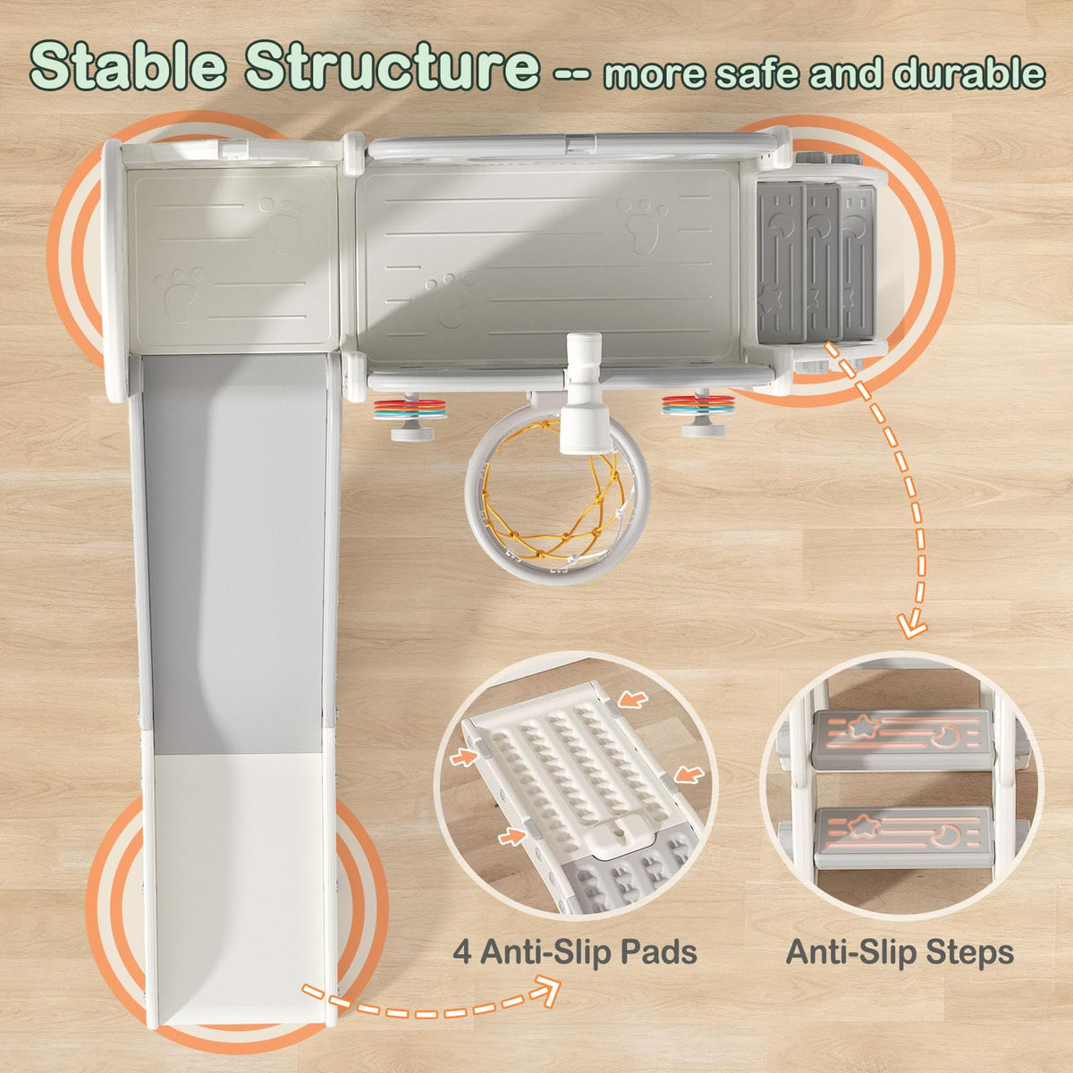 BIERUM 9-in-1 toddler playset foldable design stores away easily.