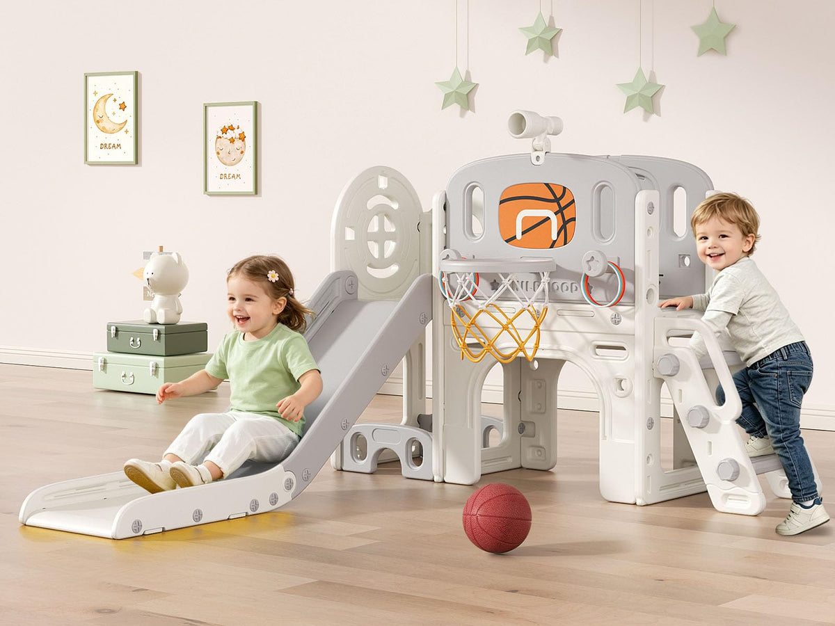 BIERUM 9-in-1 toddler slide climb area for safe indoor play.