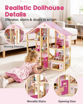 BIERUM dollhouse interior with five rooms arranged for cooperative pretend play