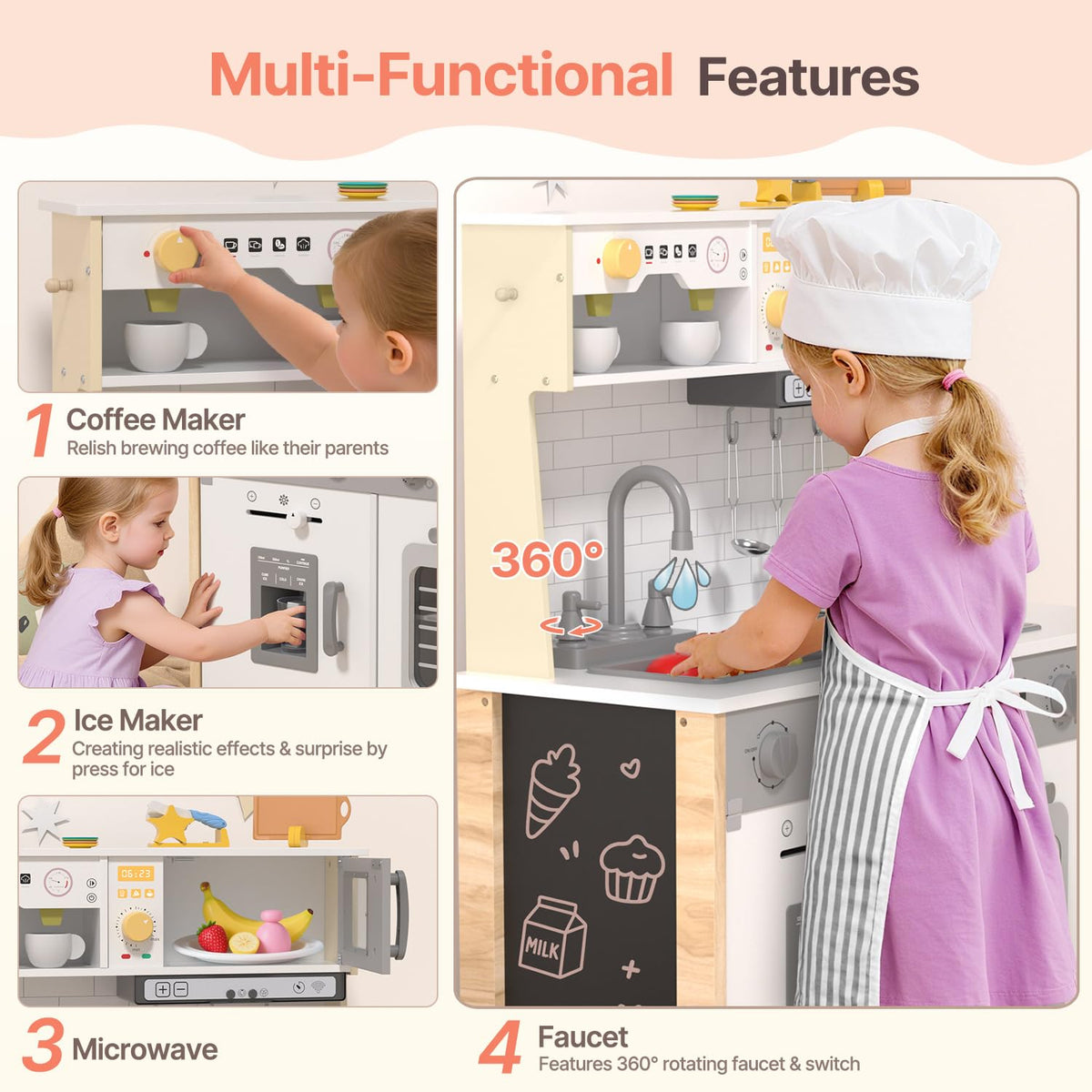 BIERUM Play Kitchen 30-pcs accessories fuel imaginative cooking sessions