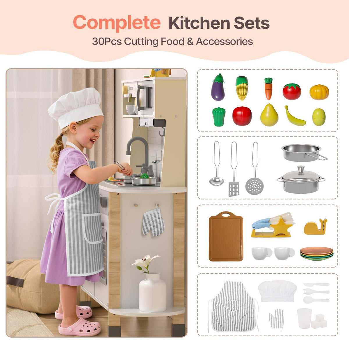 BIERUM Play Kitchen wooden construction offers durable, eco-friendly play space