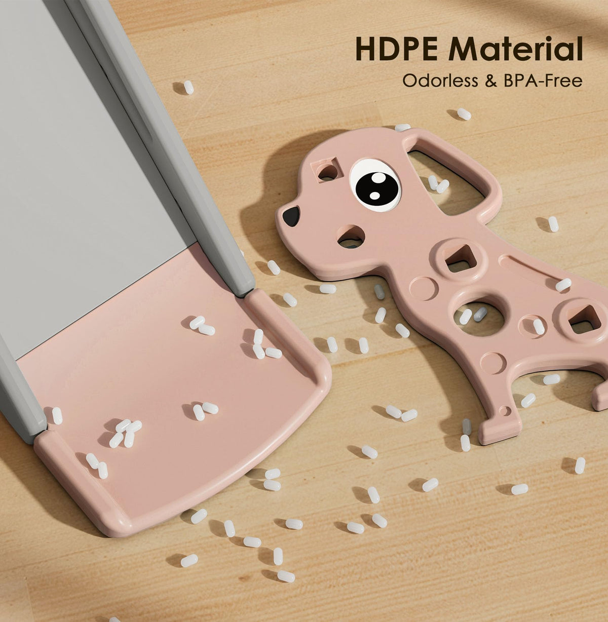 BIERUM anti-slip staircase on toddler slide provides safe climbing with dual handrails.
