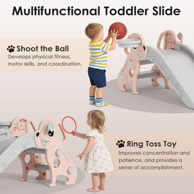 BIERUM toddler slide with basketball hoop promotes active play and coordination.