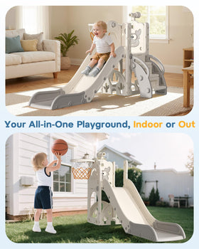 BIERUM toddler slide basketball hoop setup for active play and goal practice