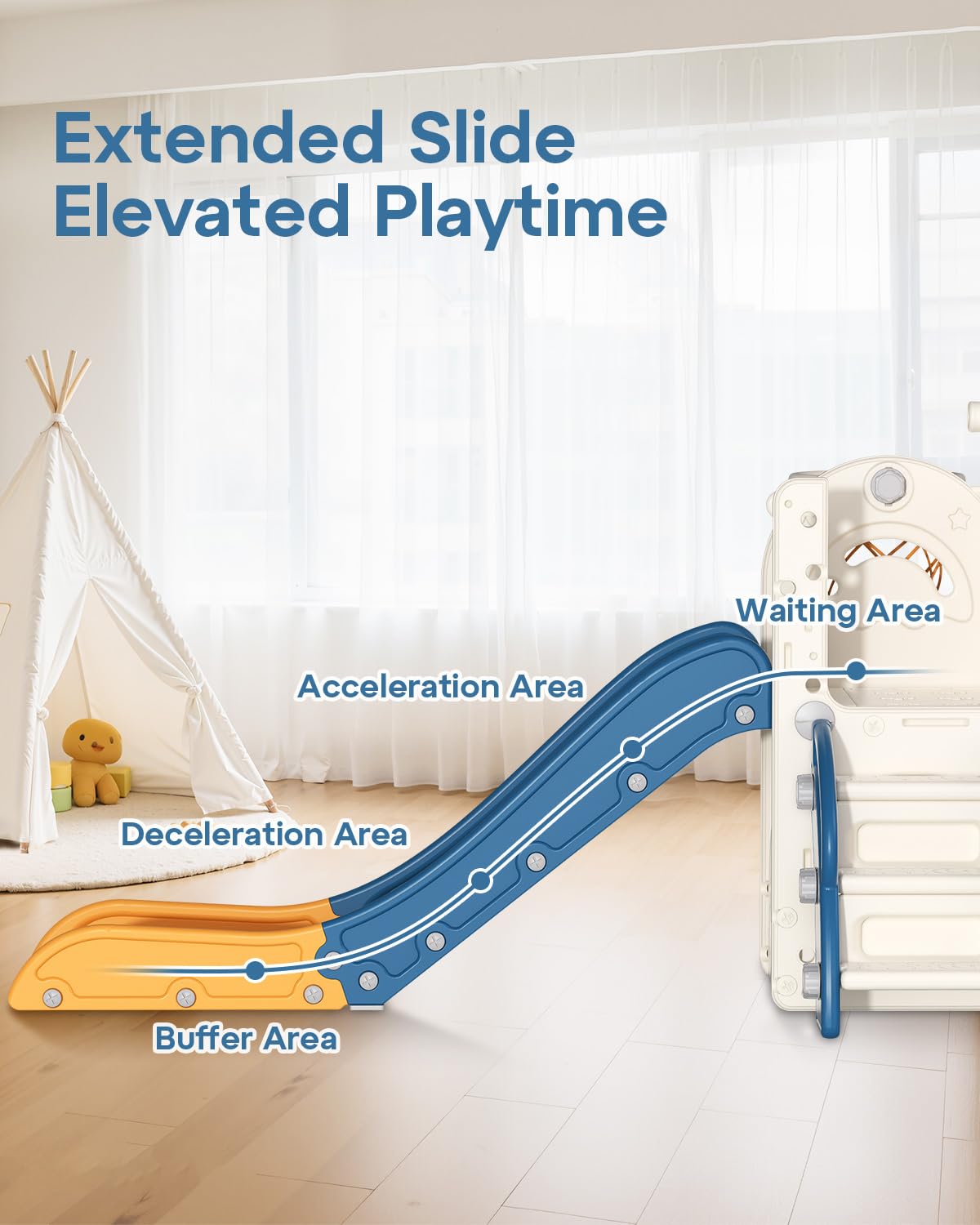 BIERUM toddler slide blue yellow playset invites colorful adventures.