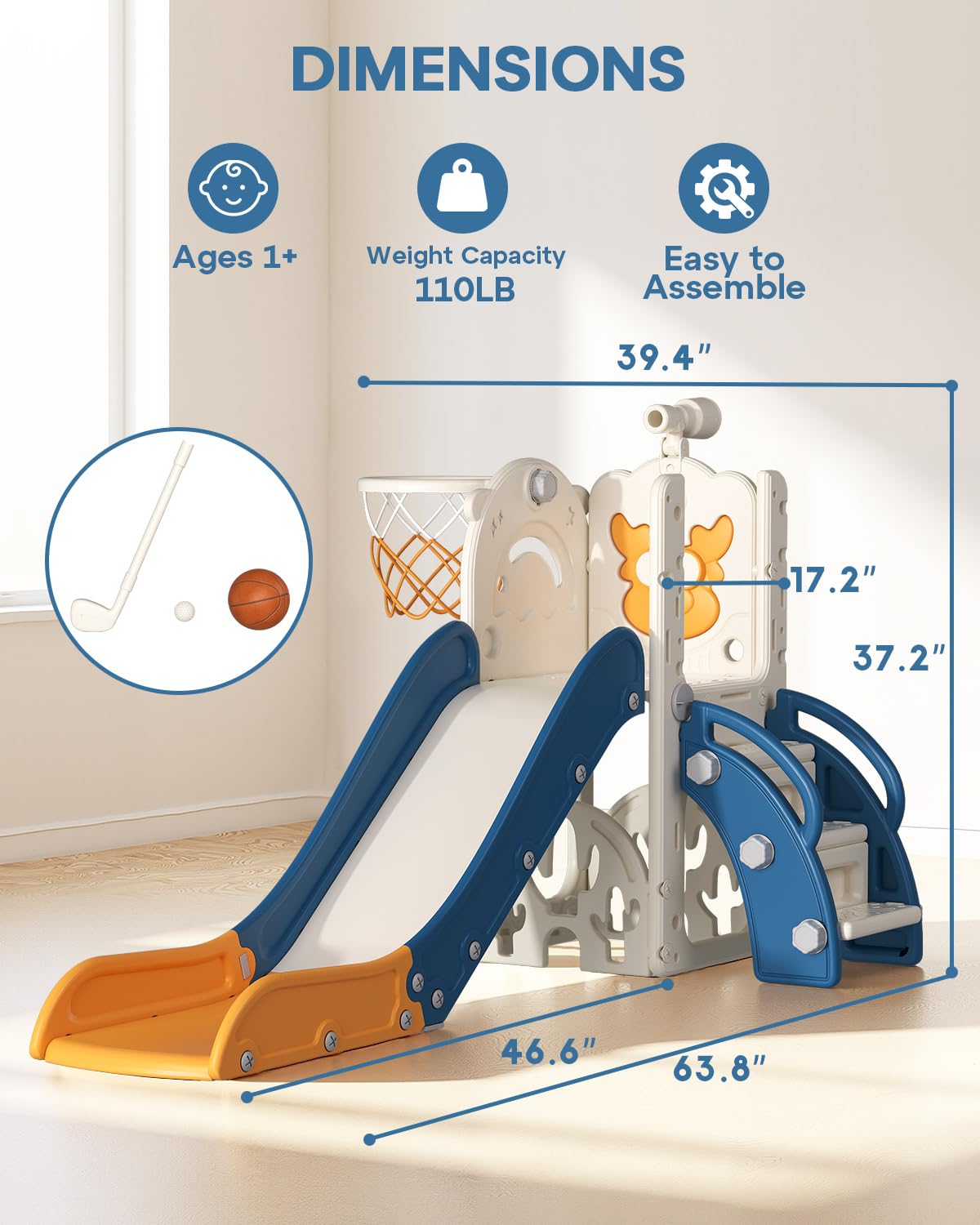 BIERUM toddler slide rounded edges for safe, worry-free use.