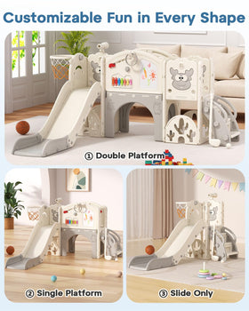 BIERUM slide set with basketball hoop promotes active, social play.