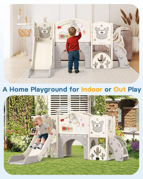 BIERUM toddler slide with extended track offers stable, safe sliding.