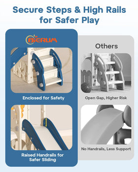 BIERUM toddler slide storage space keeps toys organized after play.