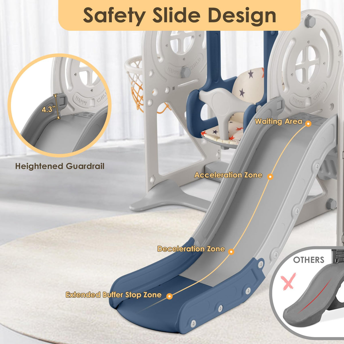 BIERUM toddler slide swing with cushion offers comfy seating for toddlers
