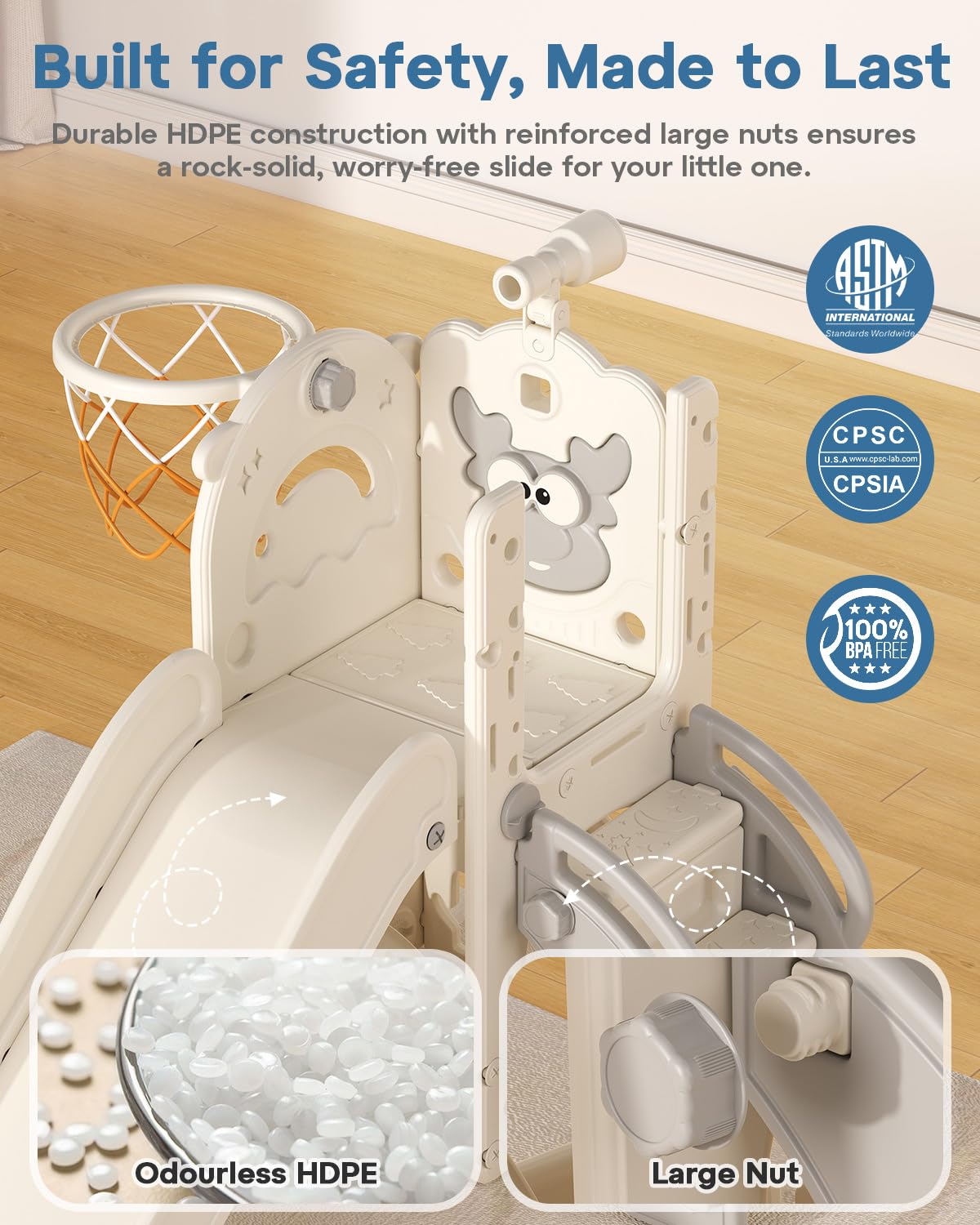 BIERUM toddler slide telescope feature inviting pretend space exploration