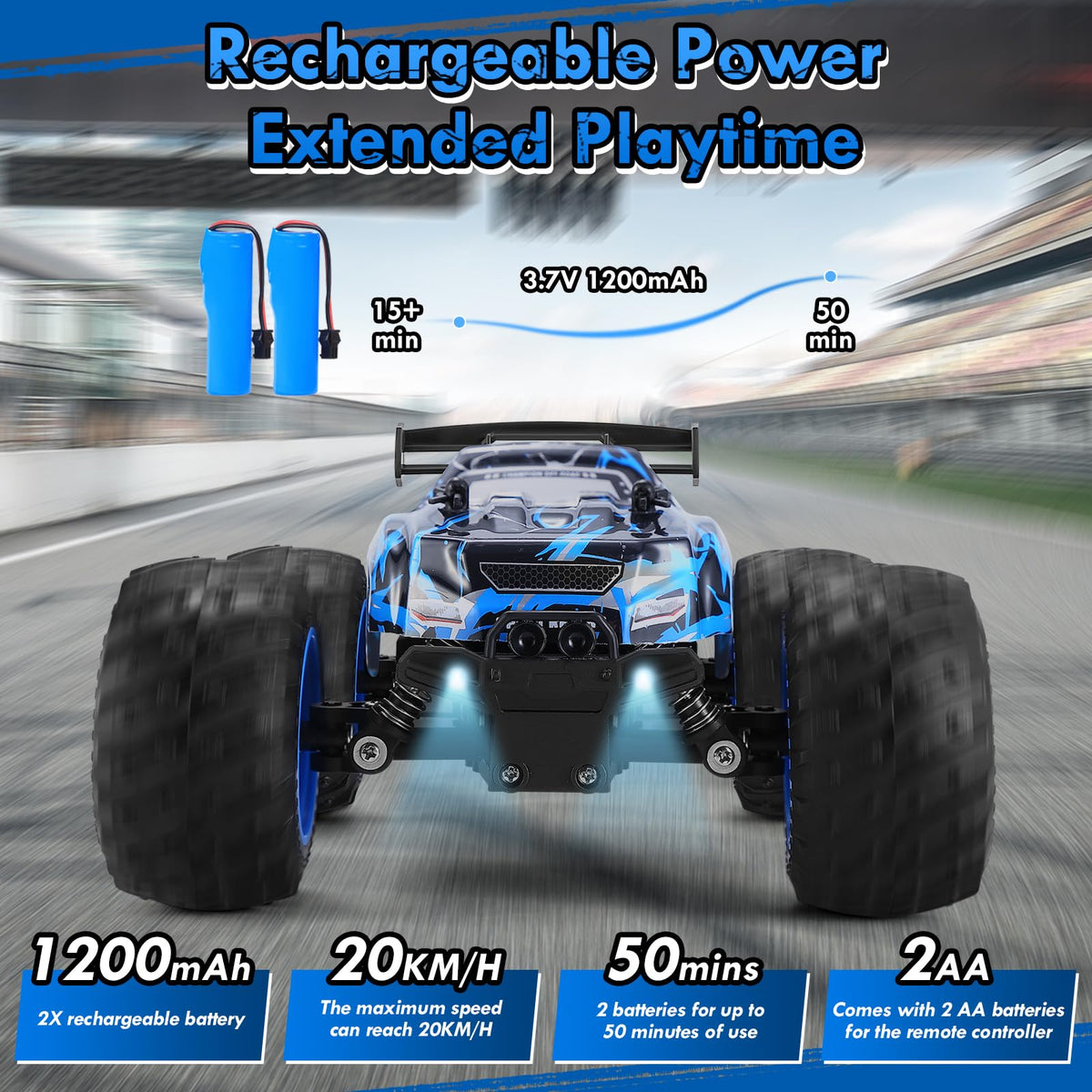 BIFYTON remote-control RC truck with all-terrain tires for grass and dirt
