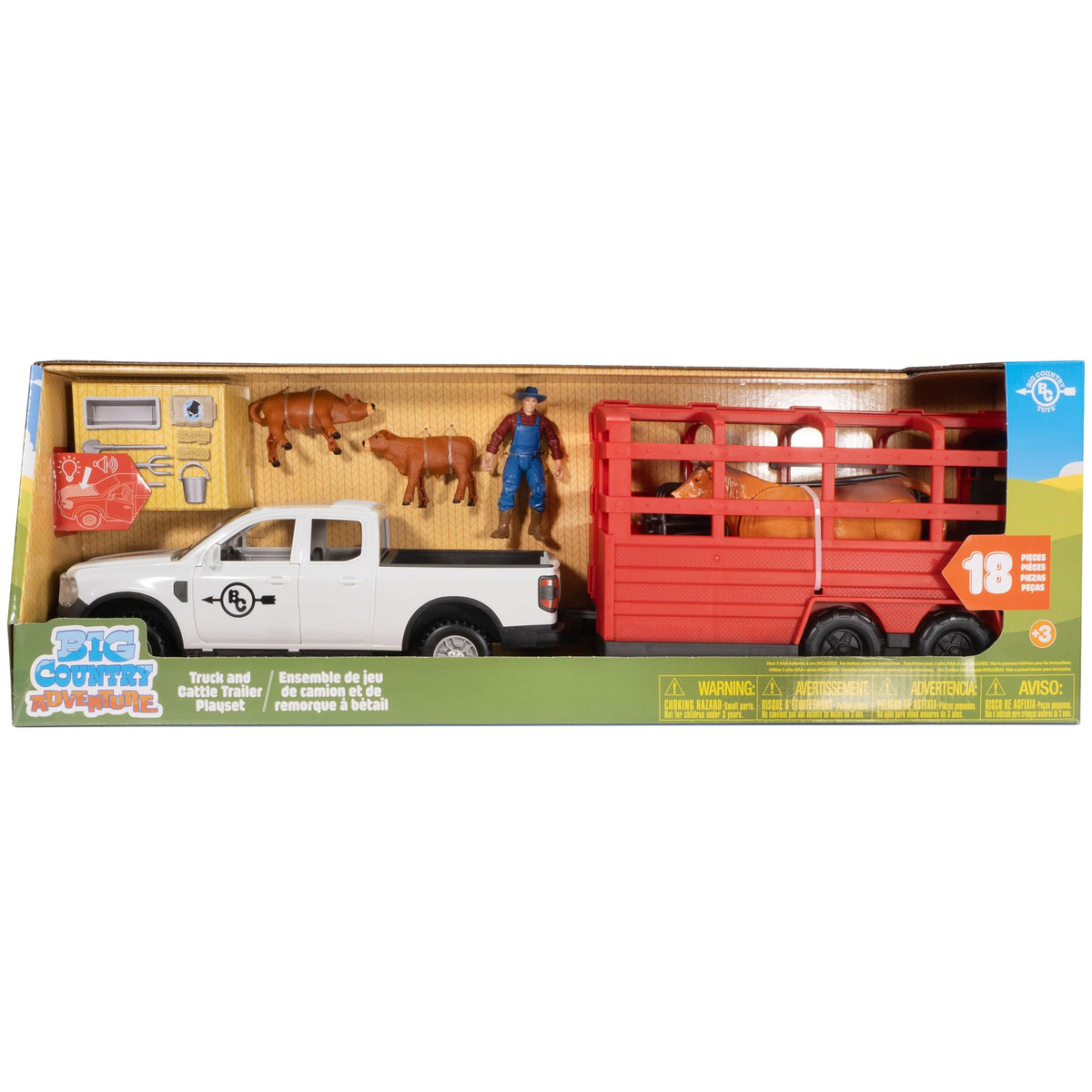 Big Country Toys on-box story guides early morning chores and pasture time.