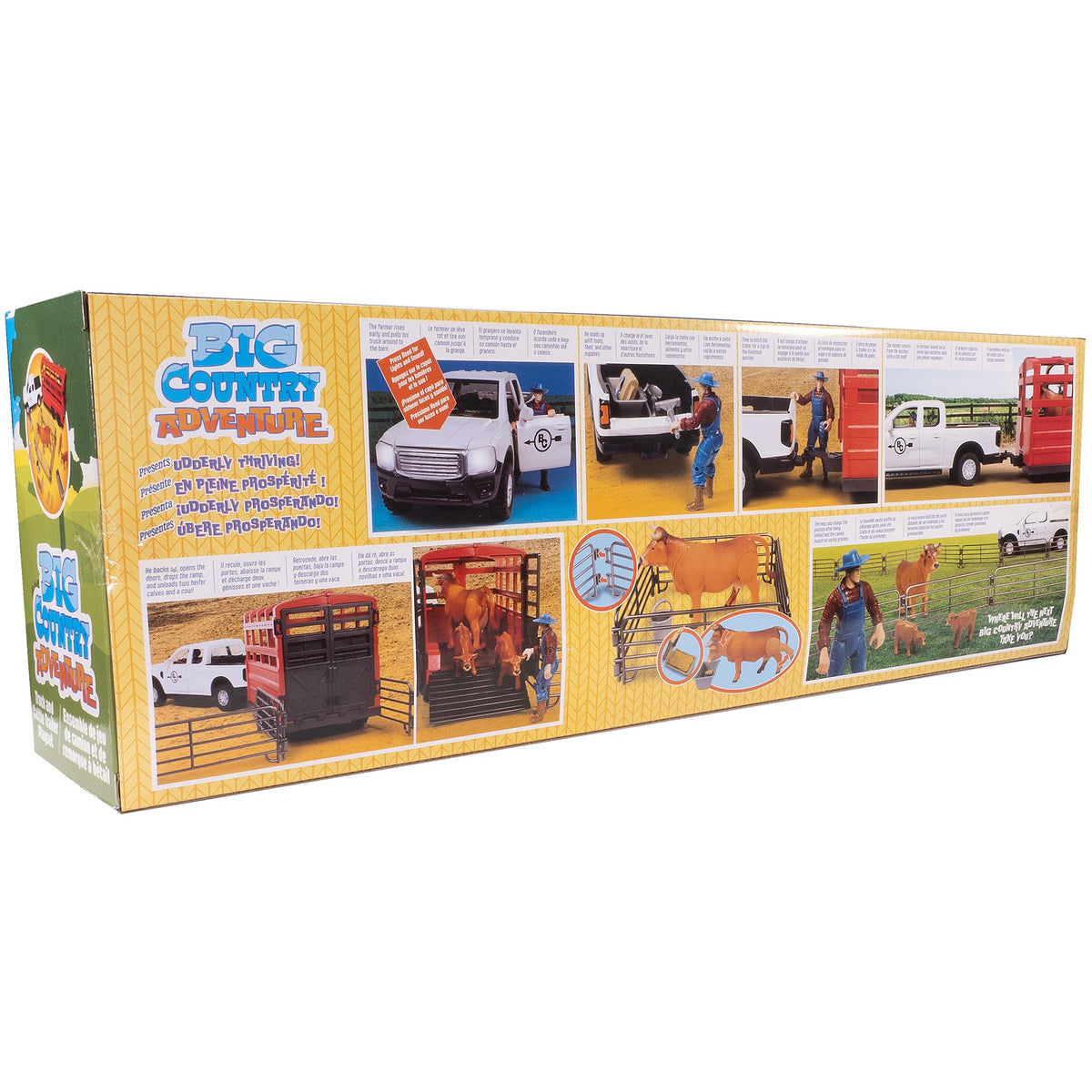 Big Country Toys cattle trailer and ramp enable easy loading of toy livestock.