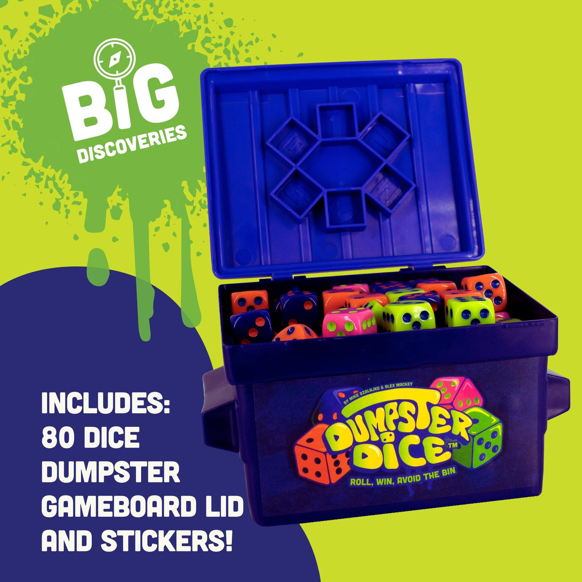 Big Discoveries Dumpster Dice expands play with Trash Dice for up to six players