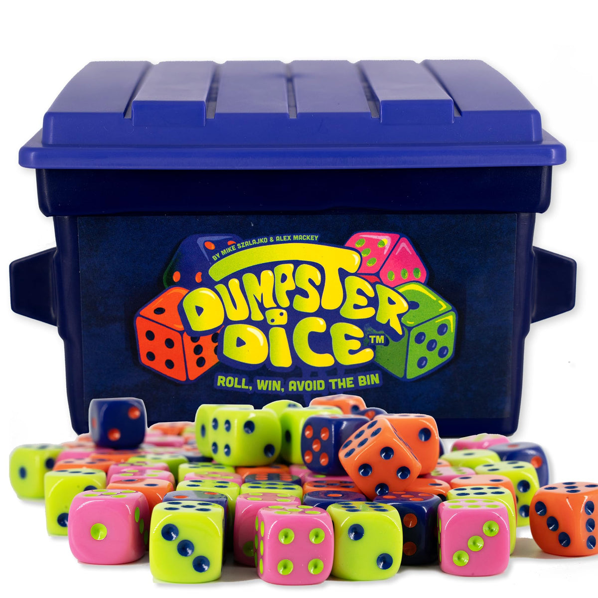 Big Discoveries Dumpster Dice board shown as a portable play surface for travel
