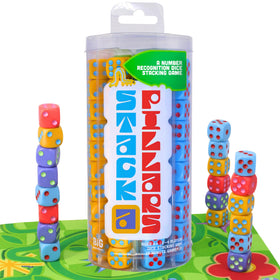 Big Discoveries Stack-a-Pillars dice pile with bright colors and numbers