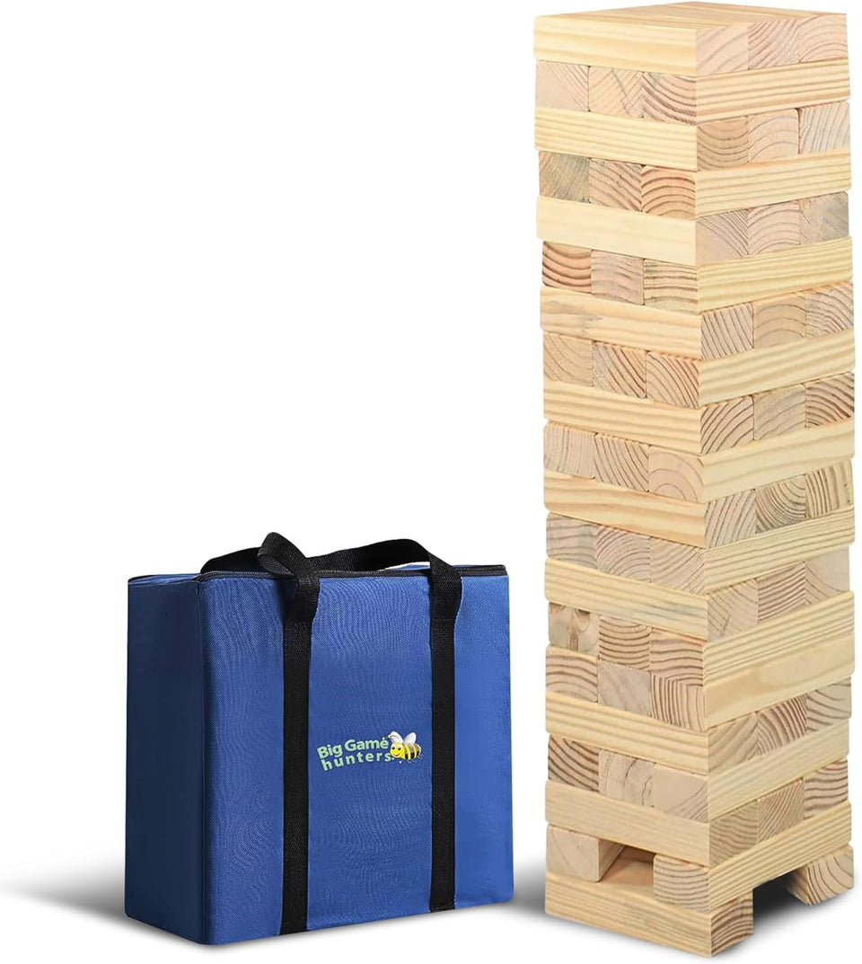 Big Game Hunters garden tumble tower blocks ready for backyard fun and family play.
