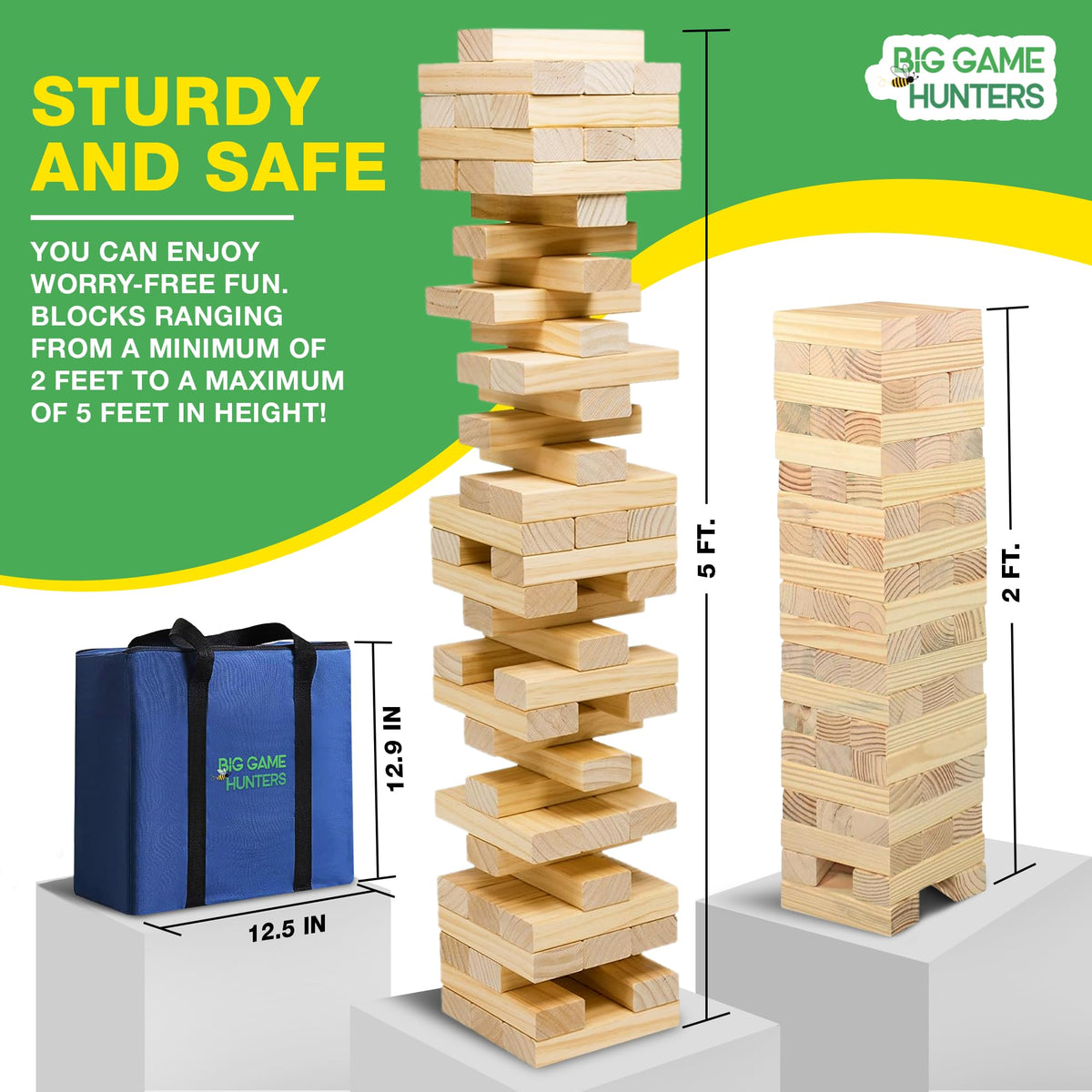 Big Game Hunters giant tower reaches up to five feet for dramatic stacking.