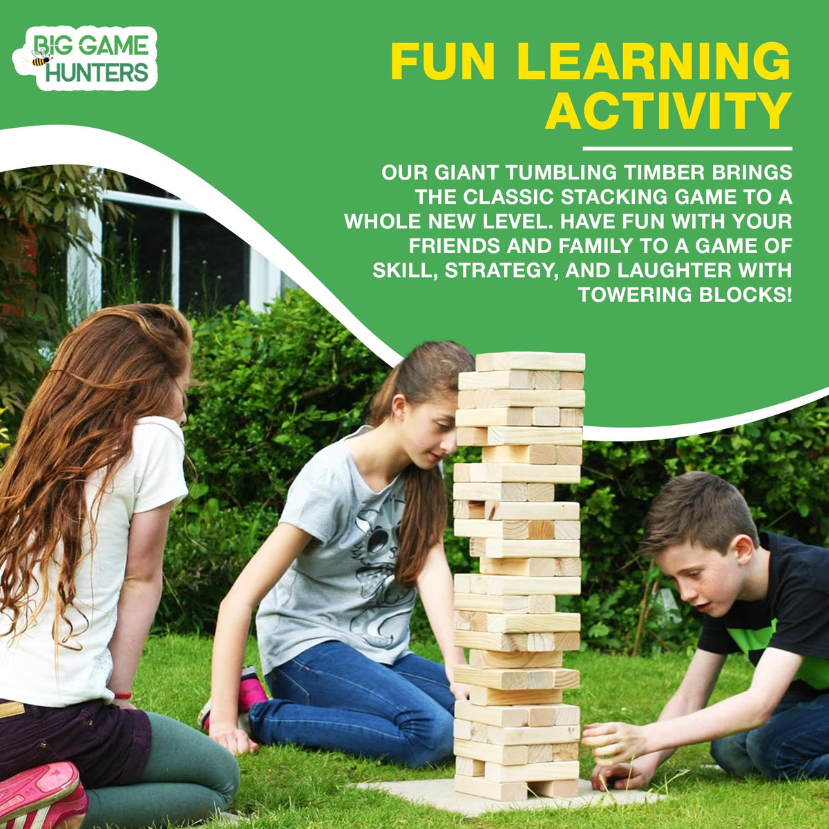 Smooth pine wooden blocks provide durable, eco friendly construction for all ages.