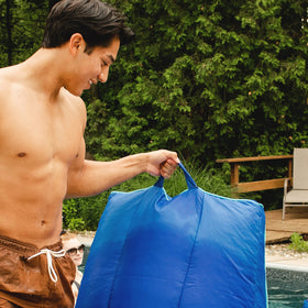Big Joe Captain's Float blurred blue mesh for stylish pool lounging