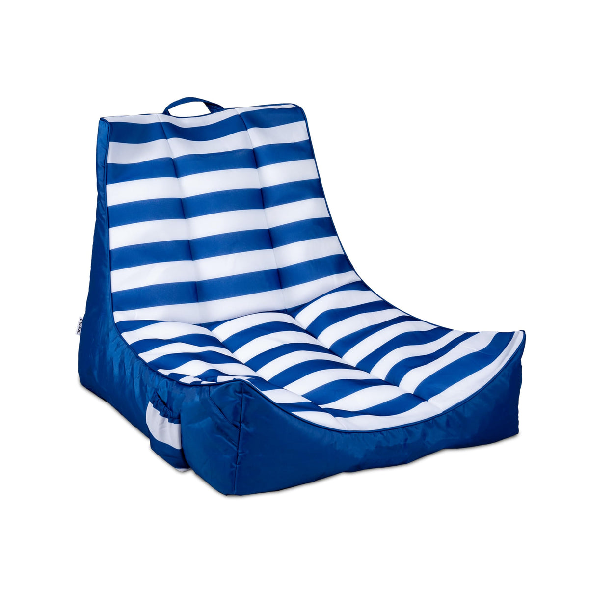 Big Joe Captain's Float front view in nautical stripe for stylish pool lounging.