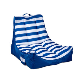 Big Joe Captain's Float front view in nautical stripe for stylish pool lounging.