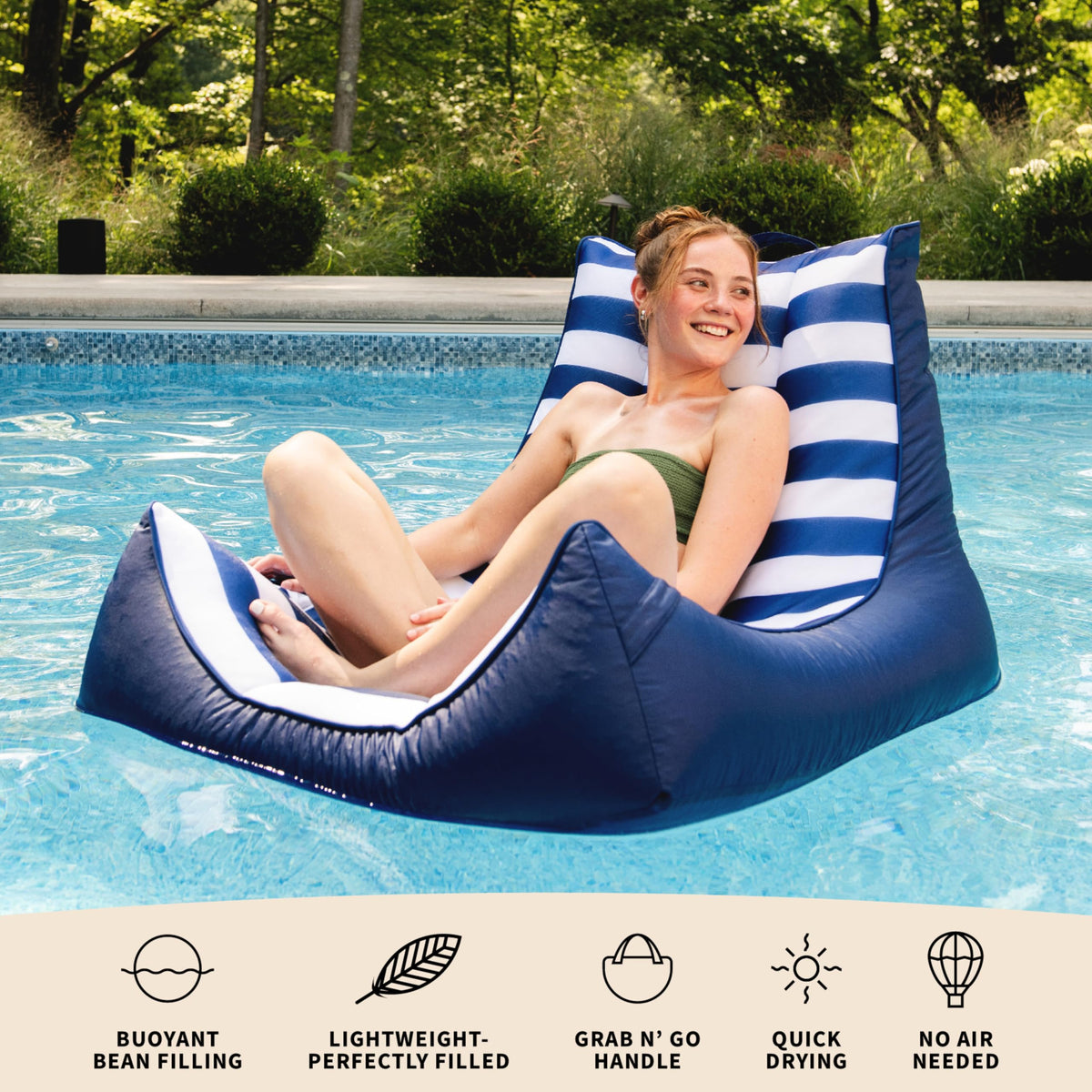 Big Joe Captain's Float in pool use shows easy handling and buoyant comfort.