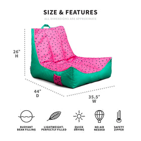 Big Joe Captain's Float shows quick-drying fabric for comfortable lounging.