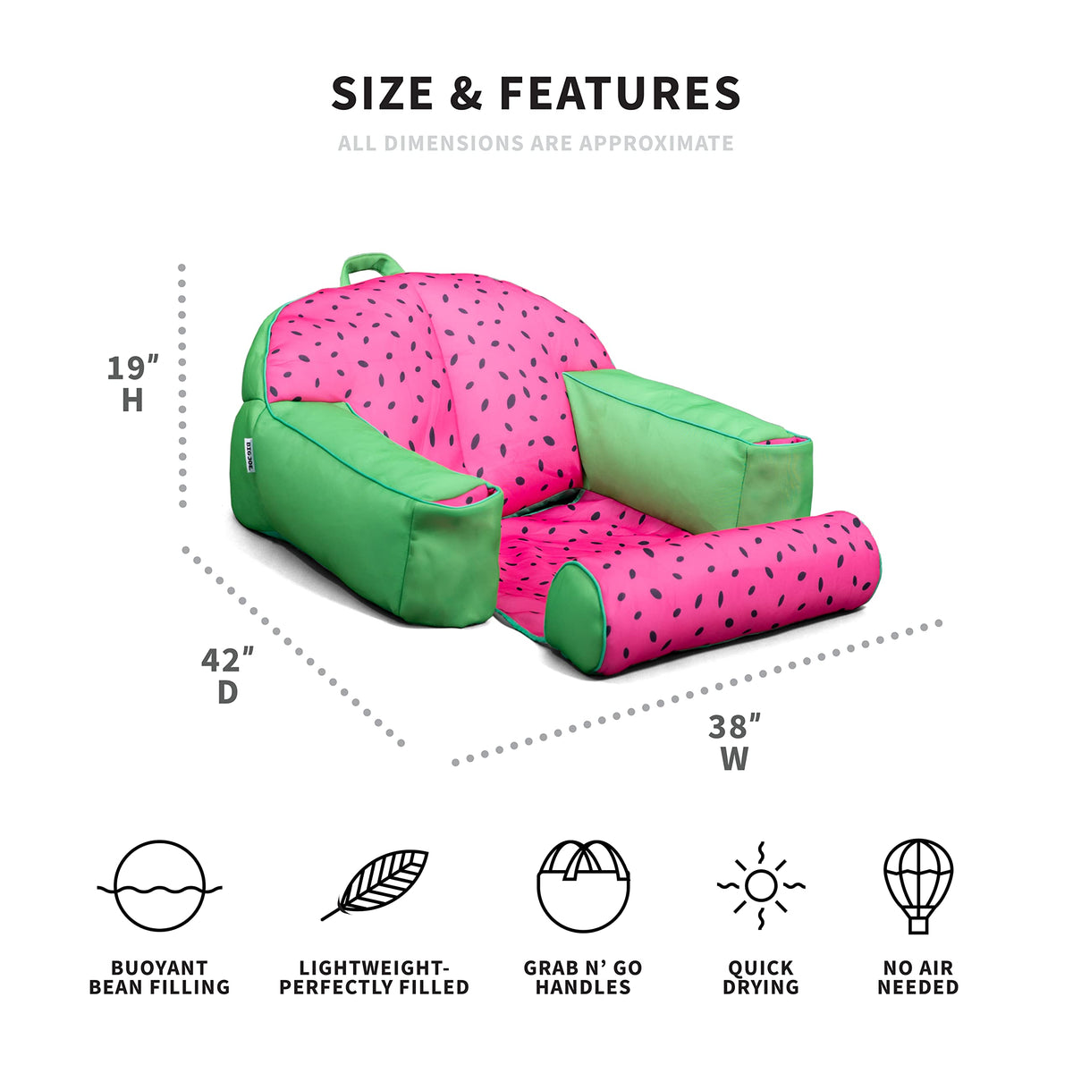 Big Joe Lazy Lounger with quick-drying mesh fabric in Summer Melon color.