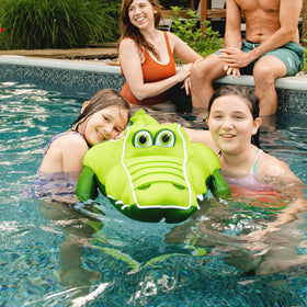 Big Joe Pool Petz Alligator bean-filled design provides buoyant stability.
