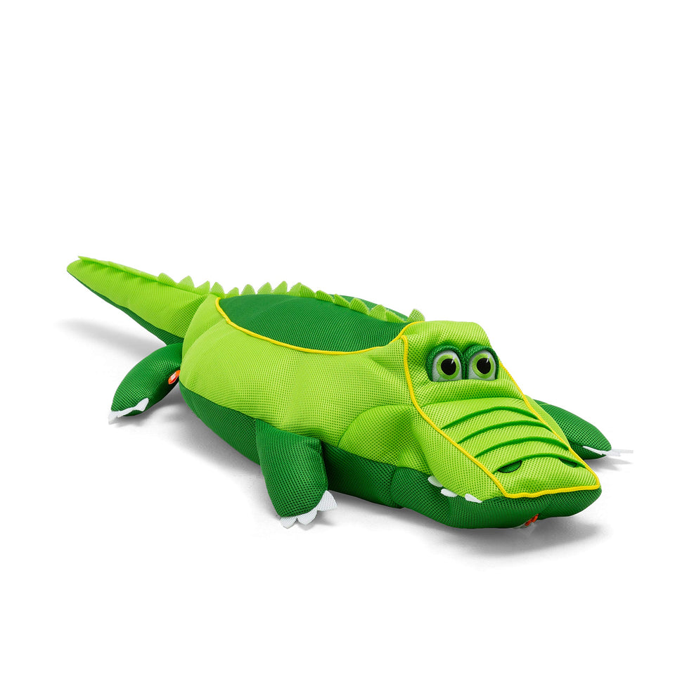 Big Joe Pool Petz Alligator close-up, quick-dry mesh for easy portability.
