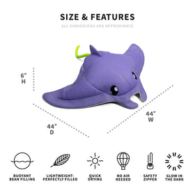 Big Joe Pool Petz Manta Ray mesh fabric closeup highlights quick-drying comfort