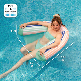 Big Joe Shaka Sling XL pool float with quick-drying mesh fabric for fast poolside cleanup.