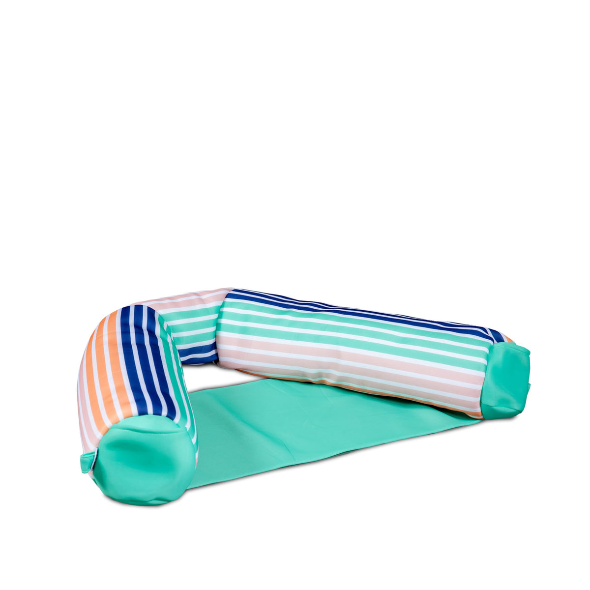 Big Joe Shaka Sling XL pool float in Rivera Stripe Turquoise for relaxed pool lounging.
