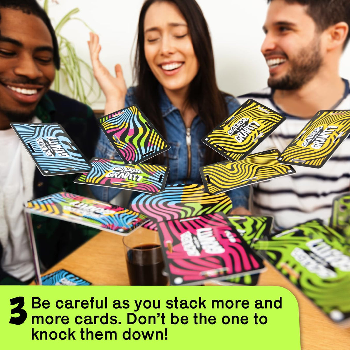 Big Potato Cards vs Gravity Pro card tower showcases suspenseful stacking.