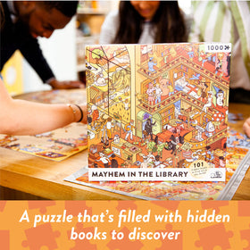 Big Potato Mayhem in The Library riddles pages for book lovers