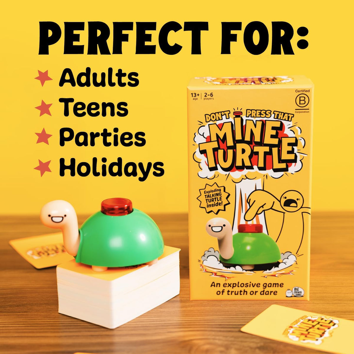 Compact Mine Turtle packaging makes it portable for parties