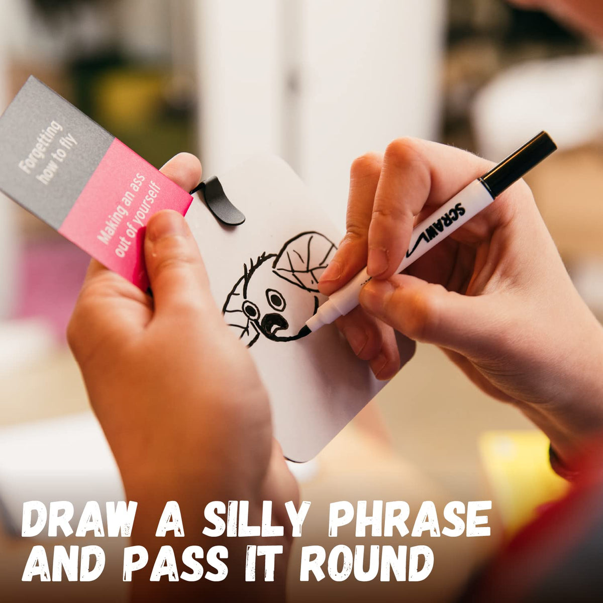 Big Potato Scrawl: draw, pass, describe for lively group interaction.