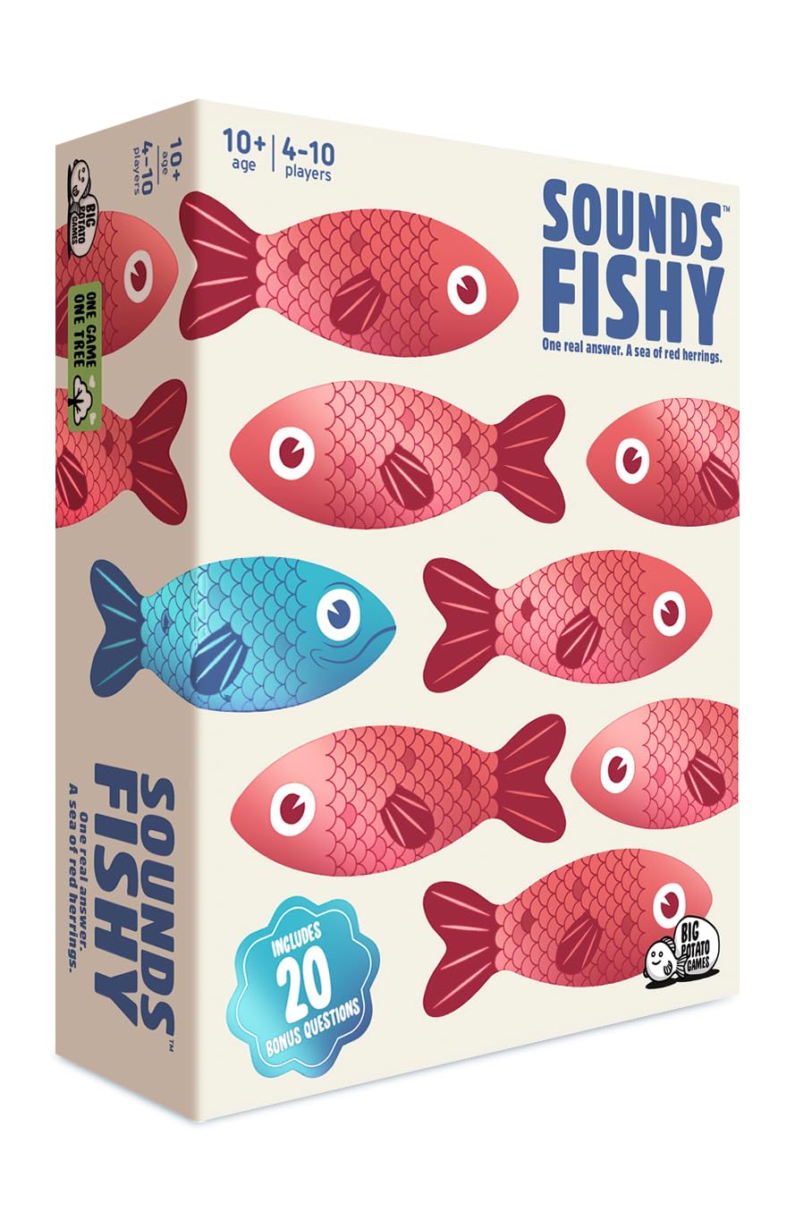 Big Potato Sounds Fishy box and cards show setup for quick, fun play